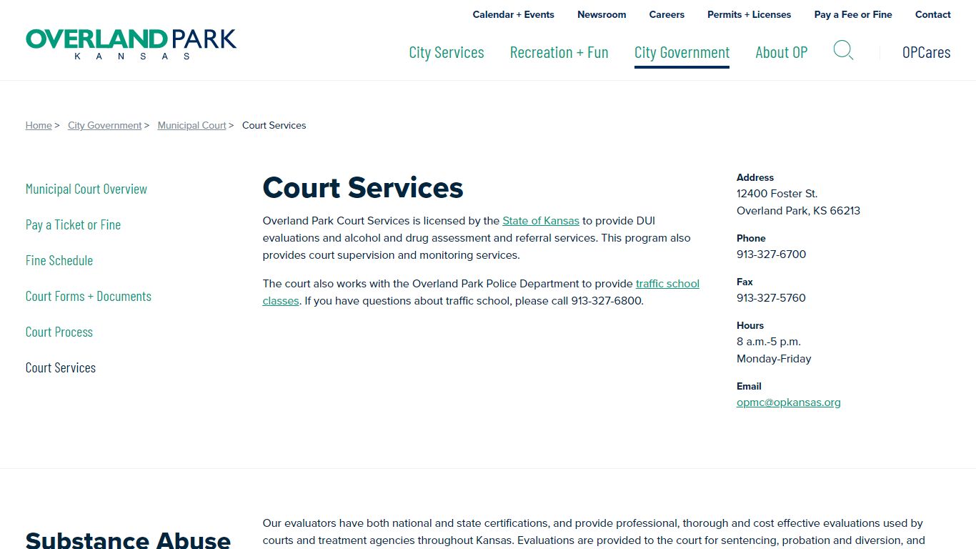 Court Services - City of Overland Park, Kansas